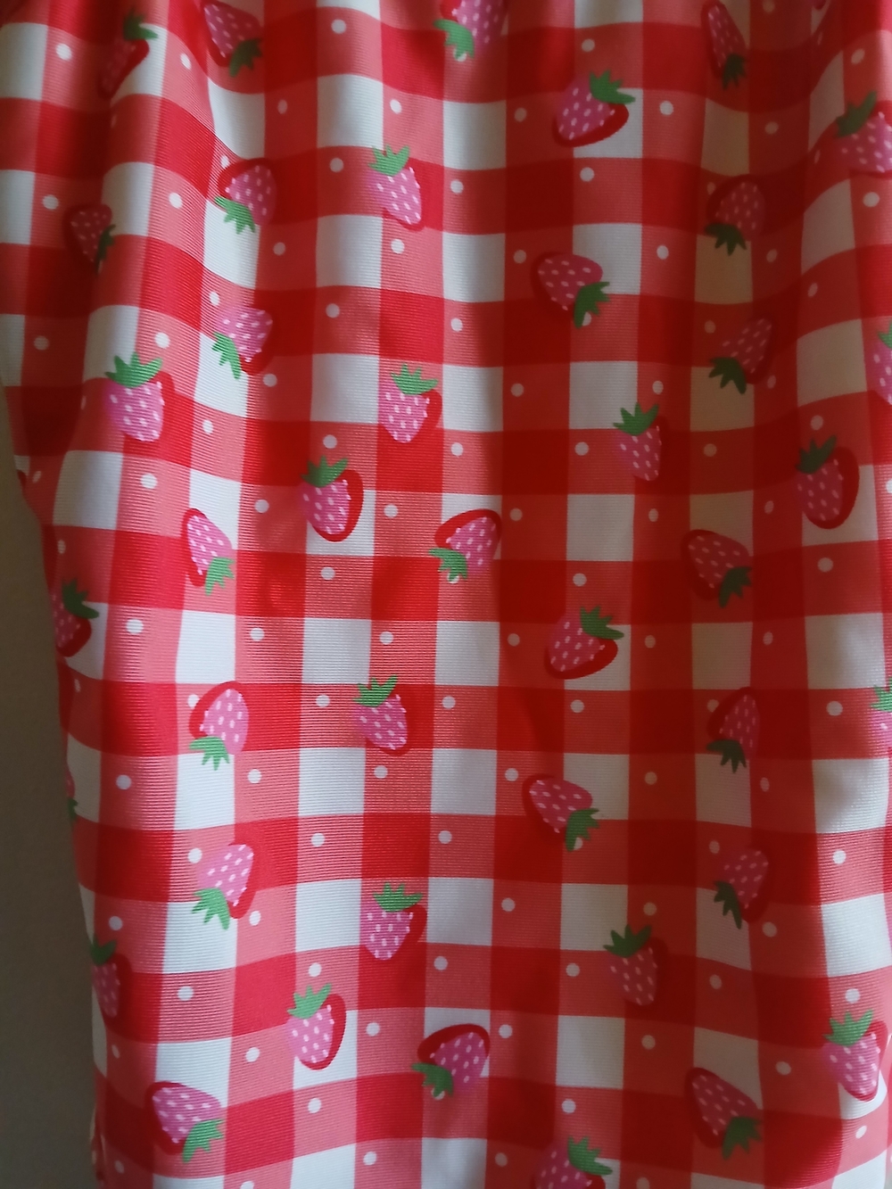 Red & White Gingham Strawberry Print Swimsuit 6x